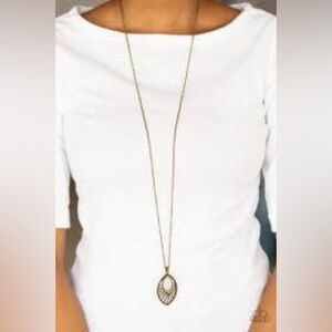 Paparazzi Court Couture Brass Long Necklace and Earrings